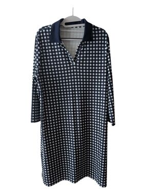 Draper James x Lands' End Collard Polo Navy & White Shift Dress - Like New!
